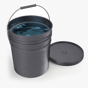 3D model steel bucket water