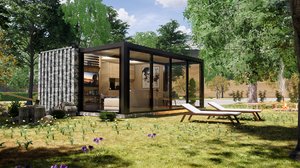 modern folding container house 3D model
