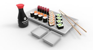 sushi food seafood 3D model
