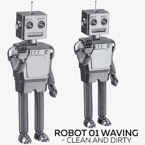 robot 01 waving - model