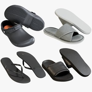 realistic slippers flops 1 3D model