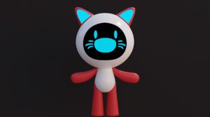 cartoon astro cat red 3D