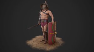 3D murmillo gladiator character