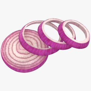realistic red onion slices 3D model