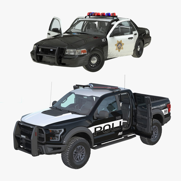 3D police cars rigged model