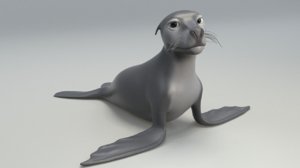 3D model sea lion cartoon