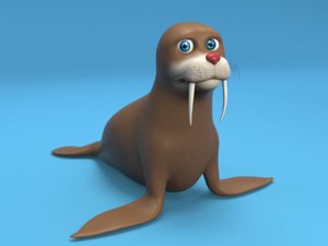 3D model walrus cartoon
