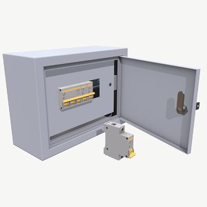 low-poly electrical fuse box 3D model