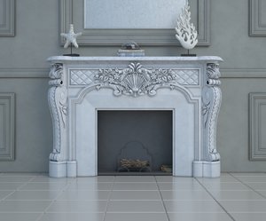 classic marble fireplace 3D model