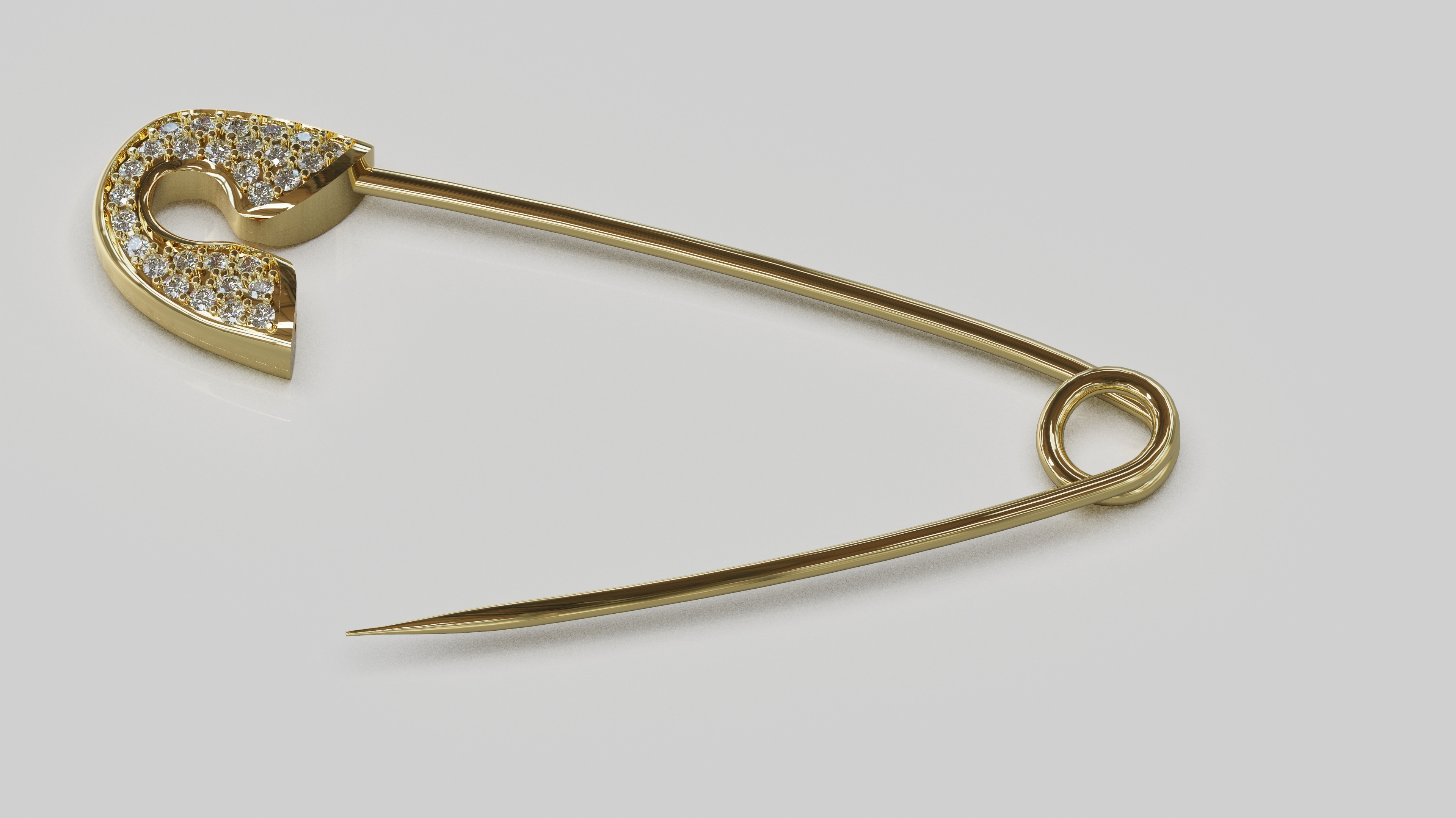 safety pin brooch with diamonds3d模型