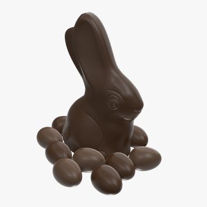 3D chocolate rabbit egg model