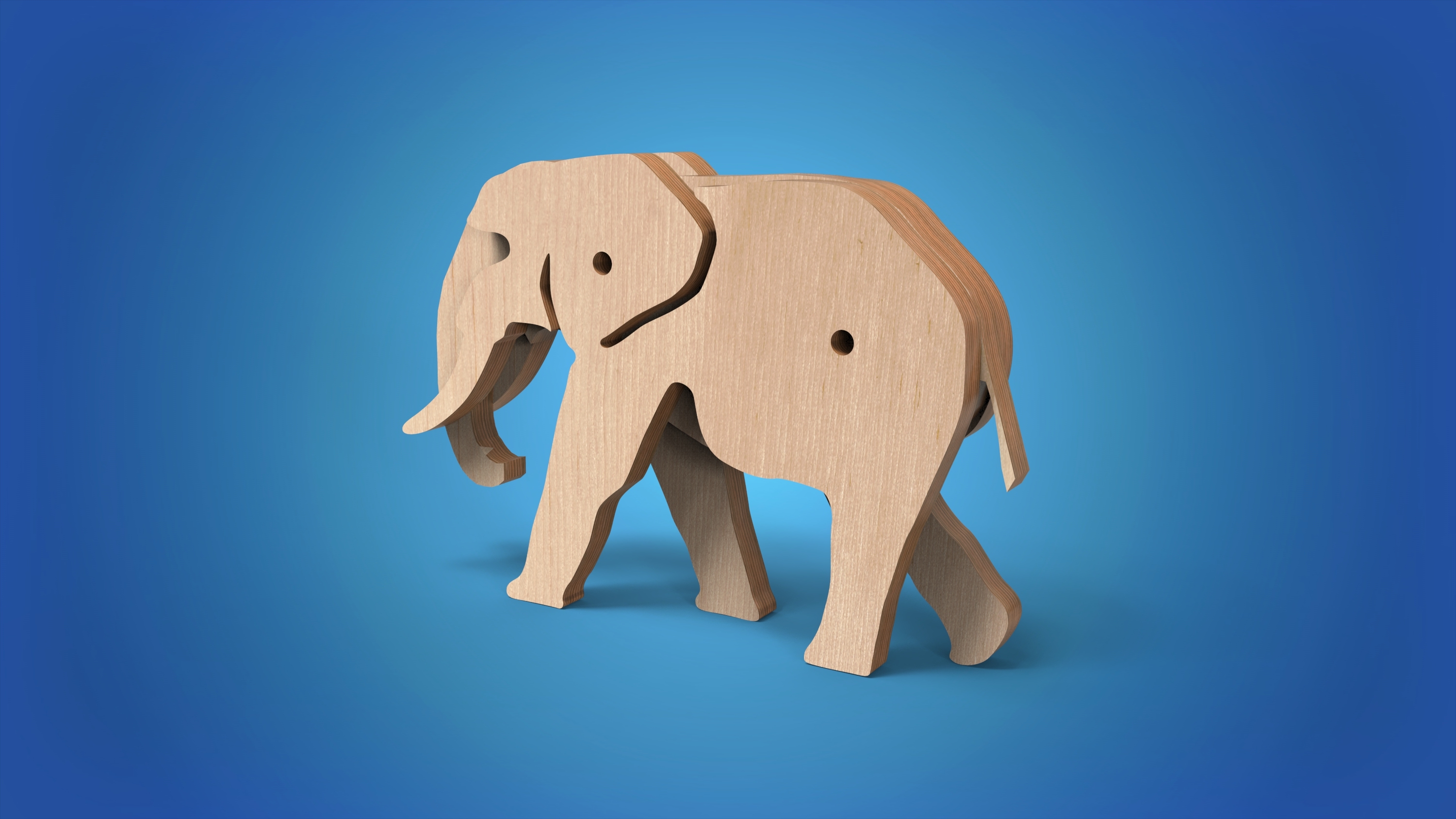wooden animal toy elephant3d模型