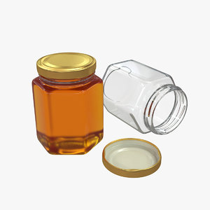 3D jar honey hexagon model