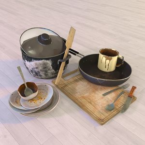 dishes old 3D