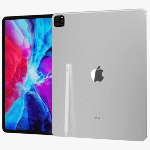 modelo 3d Apple iPad Pro 12.9 (2020) WiFi y celular y lápiz plateado ...