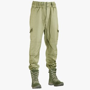 3D model realistic military pants boots