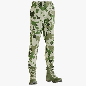 realistic military pants boots 3D model