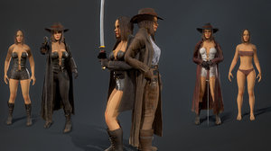 character girl hunter 3D model
