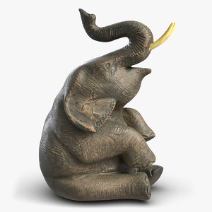elephant wooden sculpture 3D model
