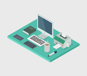 isometric office desk