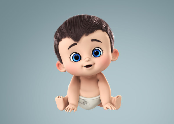 Modele 3d De Dessin Anime Bebe Garcon Modele 3d Truque Turbosquid