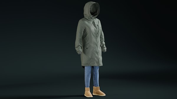 modelo 3d Abrigo de plumón tipo jersey de jeans para mujer Ugg 1 -  TurboSquid 1532074