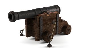 medieval vessel ship cannon 3D model