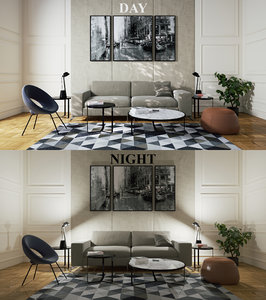 3D render scene living room