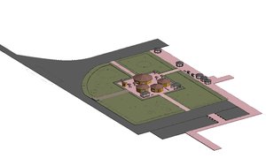 cafeteria area pergolas 3D