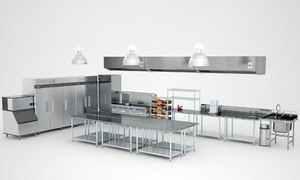 restaurant kitchen equipment utensils 3D model