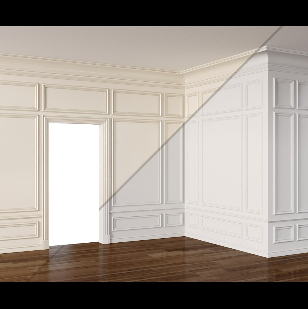 Modello 3D Wall Molding 3 Boiserie Classic Panels Lowpoly 3D model