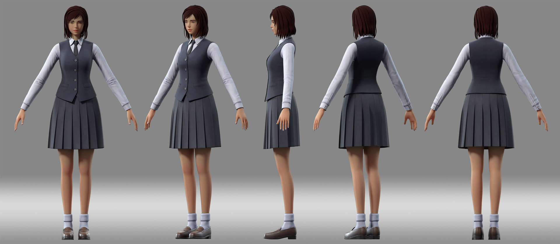 3D girl student model TurboSquid 1534009