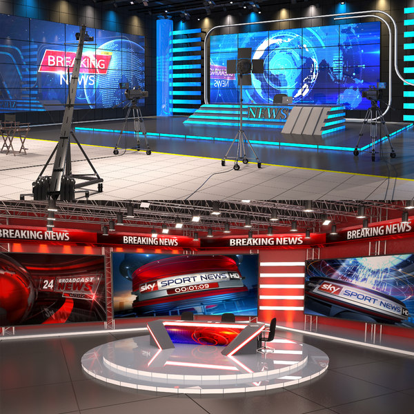 News Tv Studios Model Turbosquid