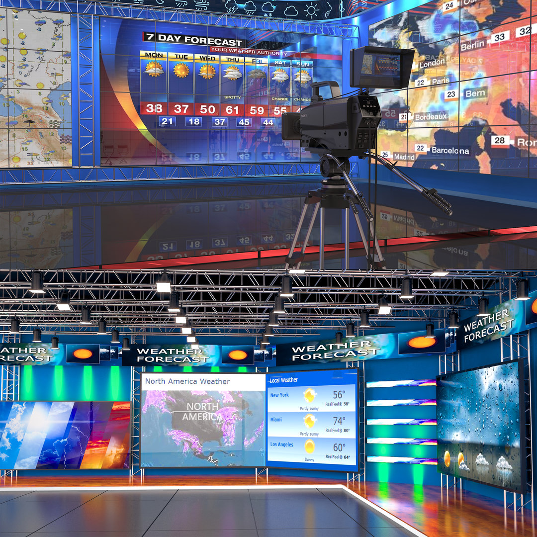3D tv weather forecast studio set TurboSquid 1535044