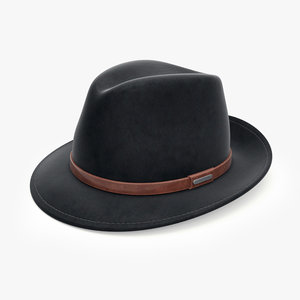 fedora hat black 3D