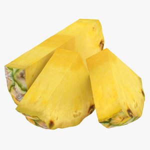 realistic slice pineapple 04 3D