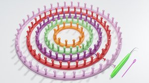 3D model set knitting looms