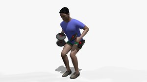man roll exercise animation 3D model