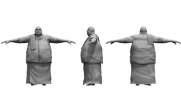 fat traditional dress man 3D model