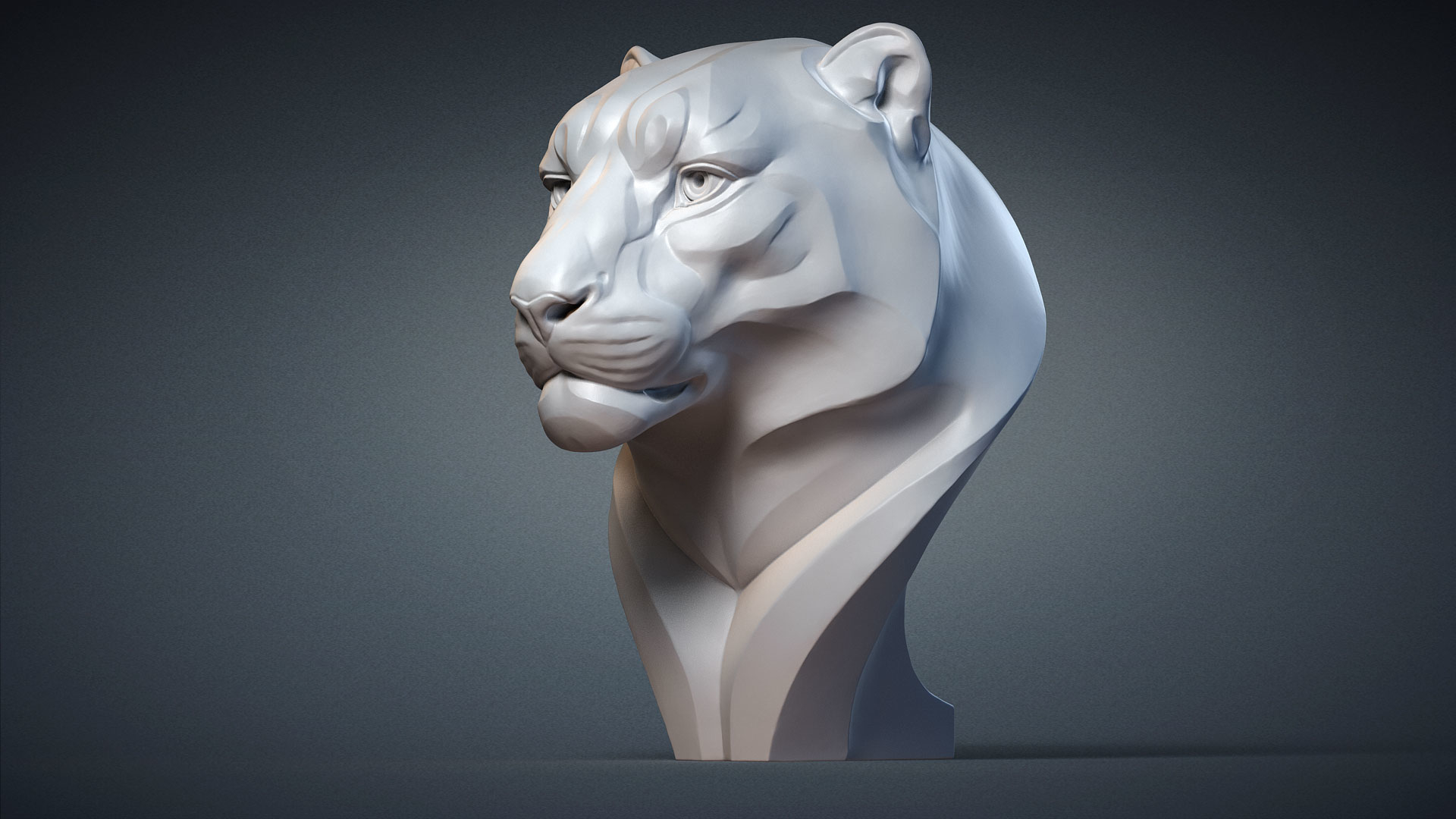 雪豹雕塑半身像3d模型