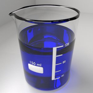 150ml glass beaker liquid 3D model