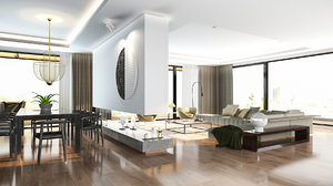 3D model living room modern