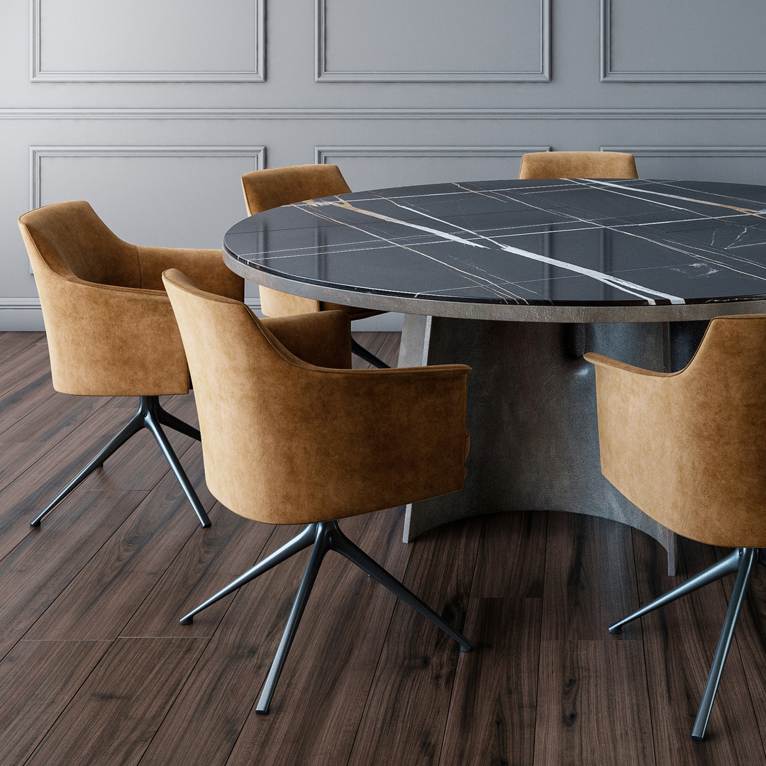 modèle 3D de Poliform Kensington table ronde ensemble de chaises