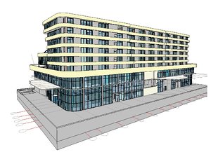 3D hotel building revit scene