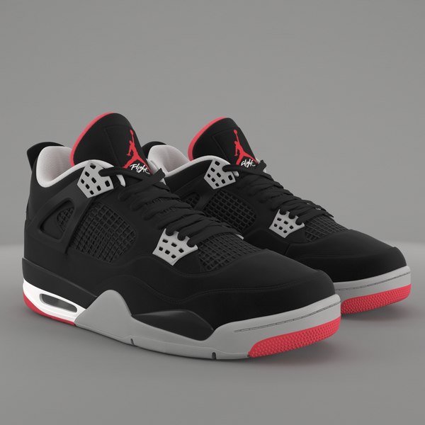 3D модель Air Jordan 4 Retro Bred PBR 