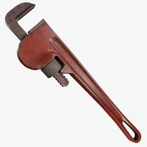 old worn pipe wrench 3D model