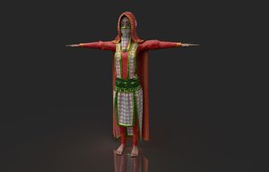 3D model stylized egyptian woman royal
