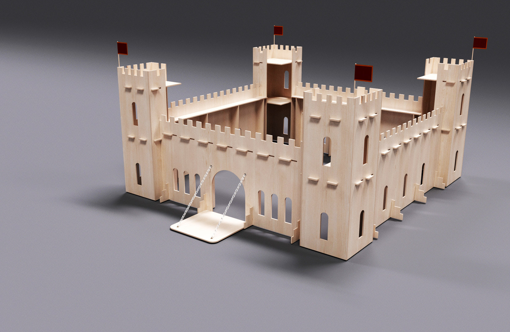 Toy medieval castle plywood 3D model TurboSquid 1537945