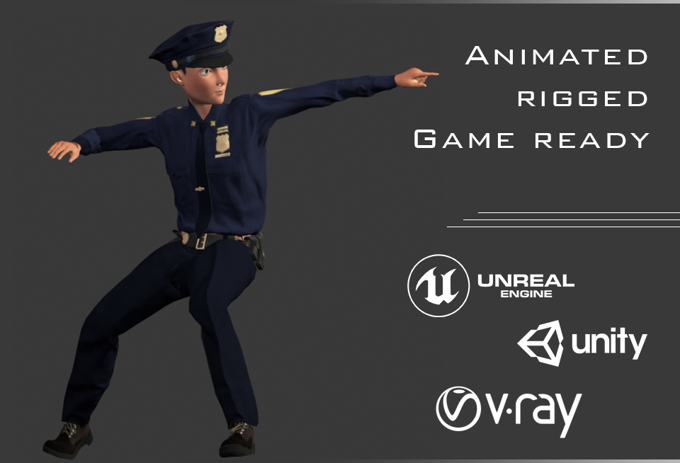 policeman character william3d模型