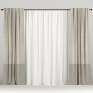 3D tulle brown curtain